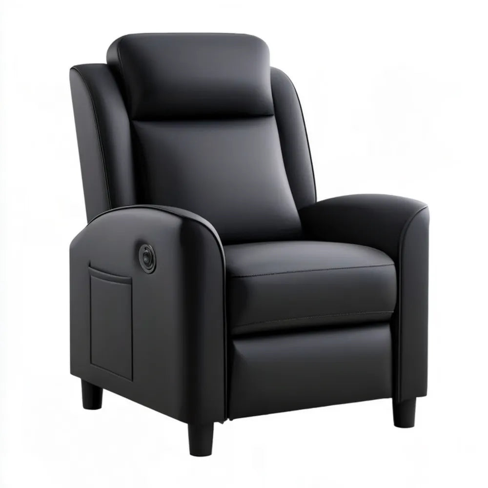Elektryczny fotel rozkładany z czarną tapicerką PU 90 x 95 x 105 cm