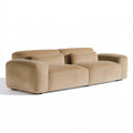 Beżowa sofa trzyosobowa ze sztruksową tapicerką poliestrową 220 x 95 x 75 cm