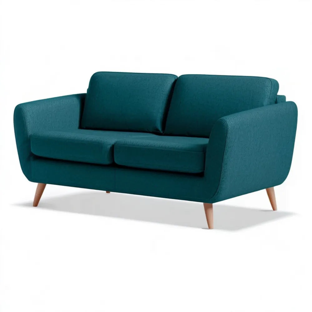 Dwuosobowa sofa z tkaniny poliestrowej, ciemnoturkusowa, 145 x 82 x 84 cm