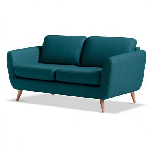 Dwuosobowa sofa z tkaniny poliestrowej, ciemnoturkusowa, 145 x 82 x 84 cm