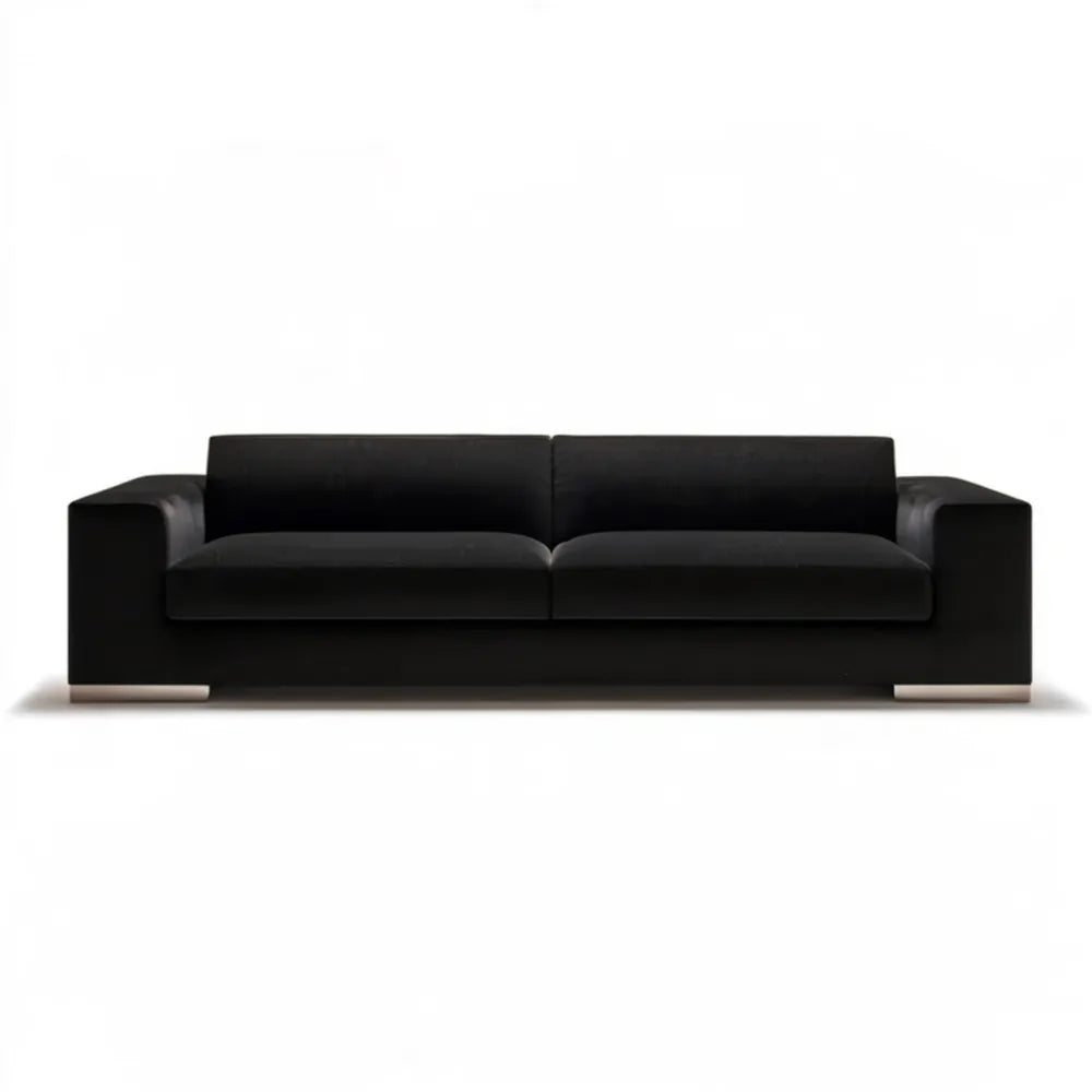 Trzyosobowa sofa z tapicerką z syntetycznej skóry PU, czarna, 220 x 90 x 75 cm