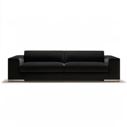 Trzyosobowa sofa z tapicerką z syntetycznej skóry PU, czarna, 220 x 90 x 75 cm
