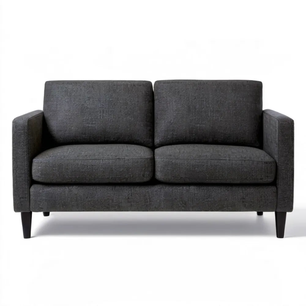 Dwuosobowa sofa z tapicerką poliestrową ciemnoszaro-czarna 140 x 84 x 85 cm
