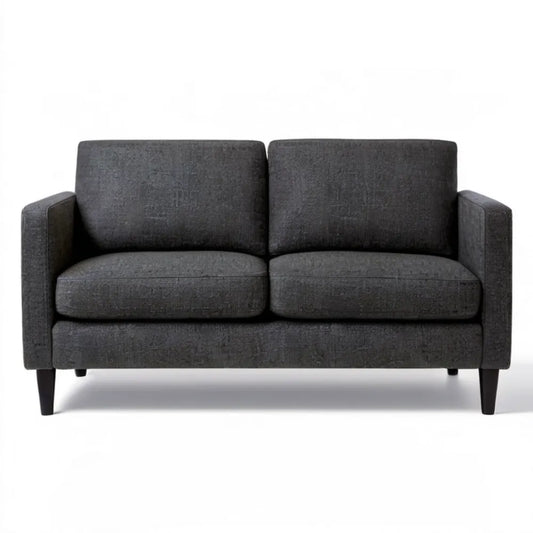 Dwuosobowa sofa z tapicerką poliestrową ciemnoszaro-czarna 140 x 84 x 85 cm