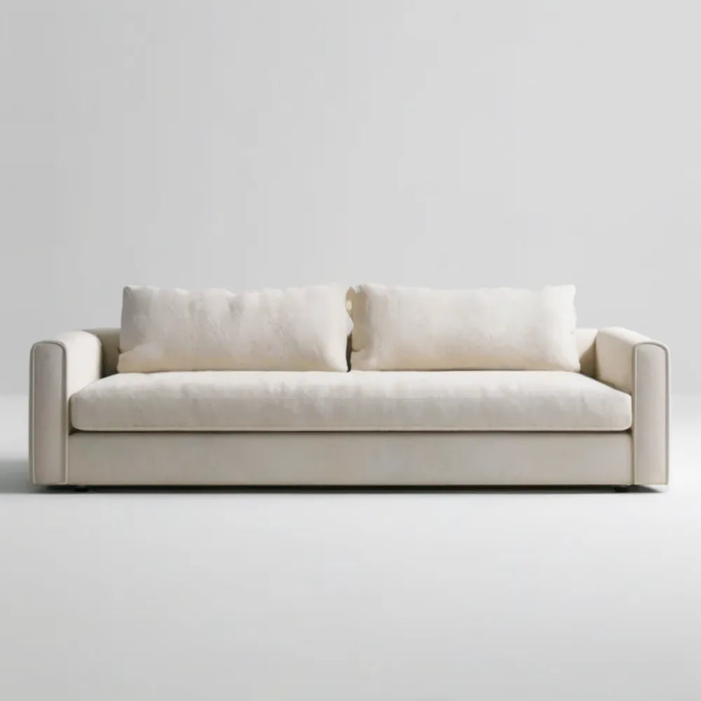 Kremowa sofa trzyosobowa z tapicerką poliestrową 220 x 95 x 78 cm