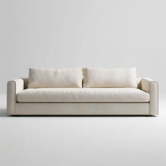 Kremowa sofa trzyosobowa z tapicerką poliestrową 220 x 95 x 78 cm