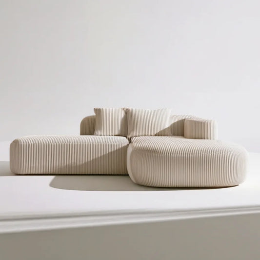 Kremowa dwuosobowa sofa modułowa ze sztruksu 220 x 110 x 75 cm