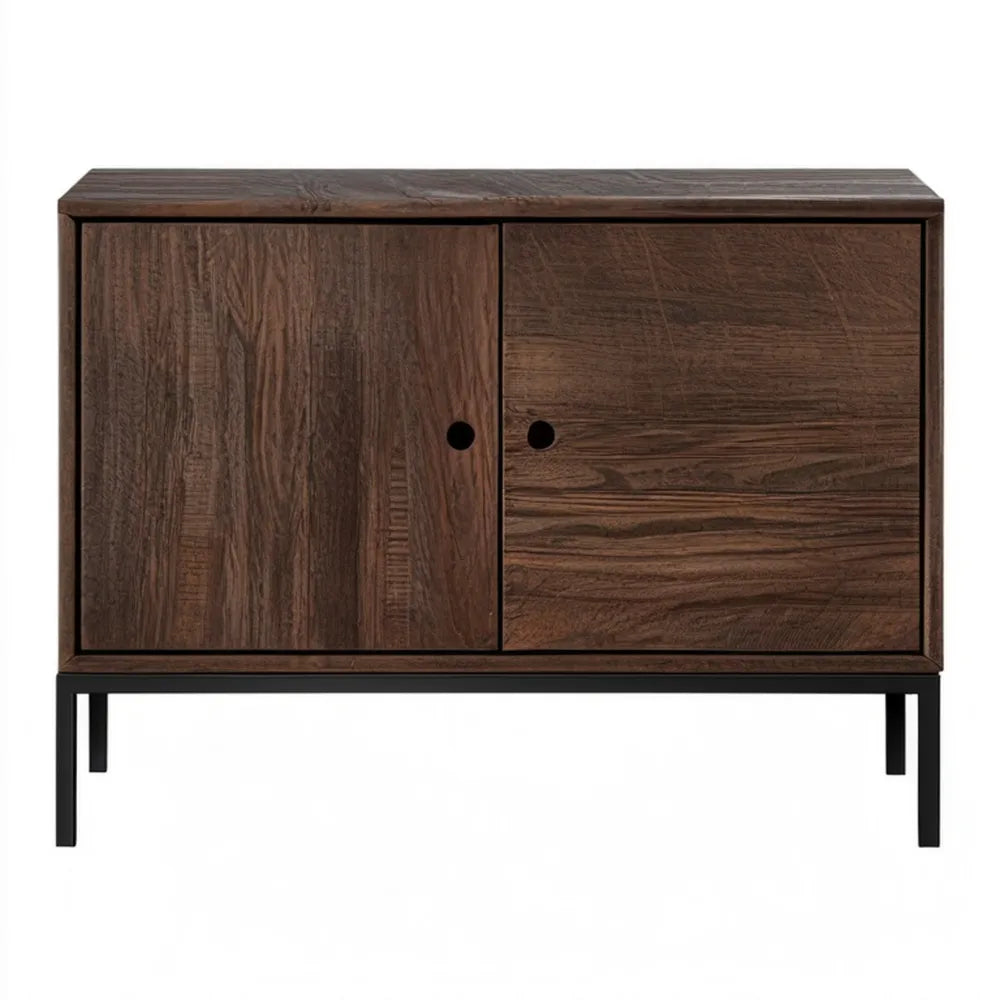 Szafka RTV dwudrzwiowa z MDF w okleinie dębowej, ciemnobrązowo-czarna, 120 x 40 x 75 cm