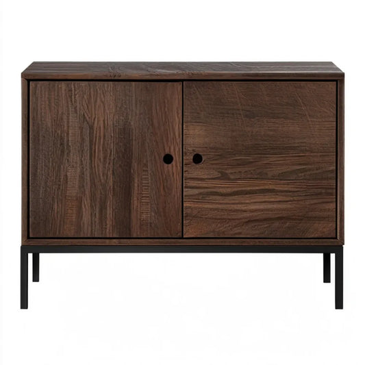 Szafka RTV dwudrzwiowa z MDF w okleinie dębowej, ciemnobrązowo-czarna, 120 x 40 x 75 cm