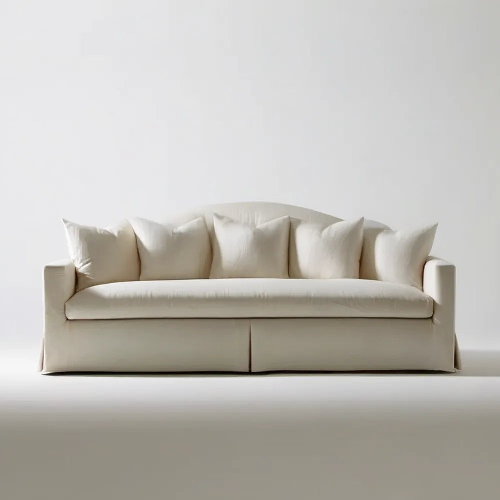 Trzyosobowa sofa kremowa z tapicerką poliestrową 220 x 95 x 82 cm